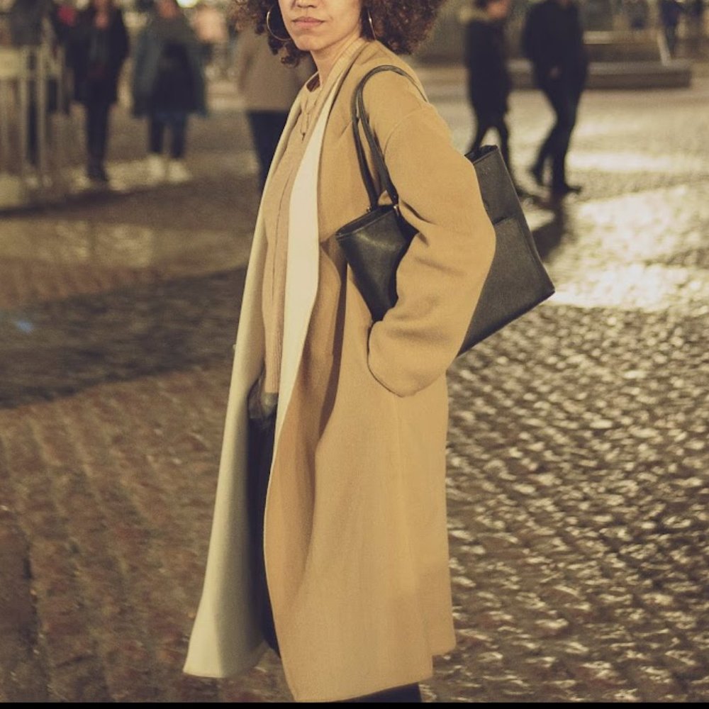 WOMEN WOOL-BLEND WRAP COAT